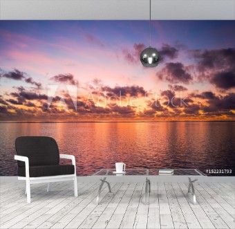 Picture of Colorful sunrise over tropical ocean